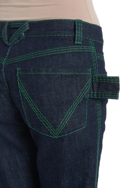 Shop Bottega Veneta Parakeet 3-stitch Straight Leg Jeans In Indigo