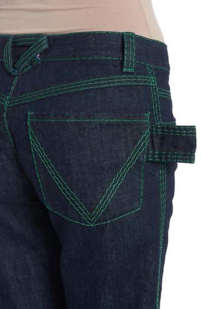 Bottega Veneta Denim Straight-leg Contrast-stitch Pants In Blue