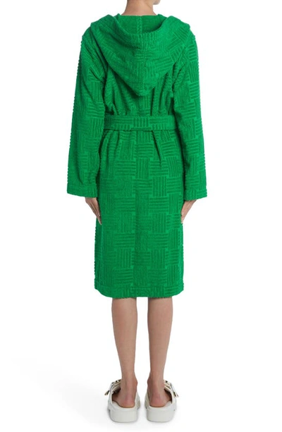 Shop Bottega Veneta Intrecciato Jacquard Cotton Terry Bathrobe In Grass