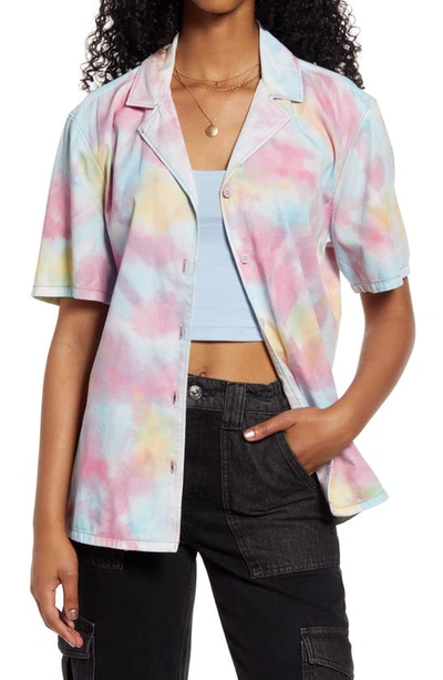 Bp. Oversize Tie dye Button up Shirt In Purple Multi Soft Tie Dye ModeSens