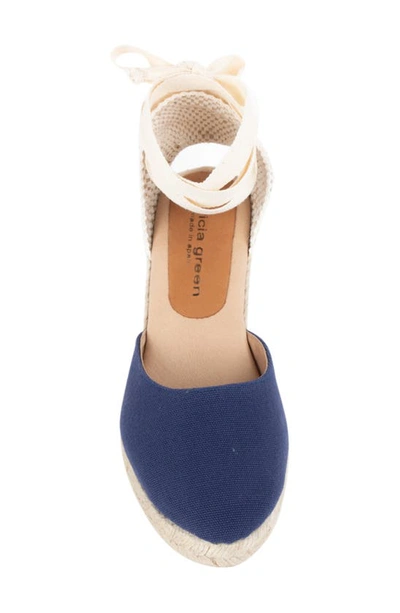 Shop Patricia Green Leon Espadrille Lace-up Wedge In Navy