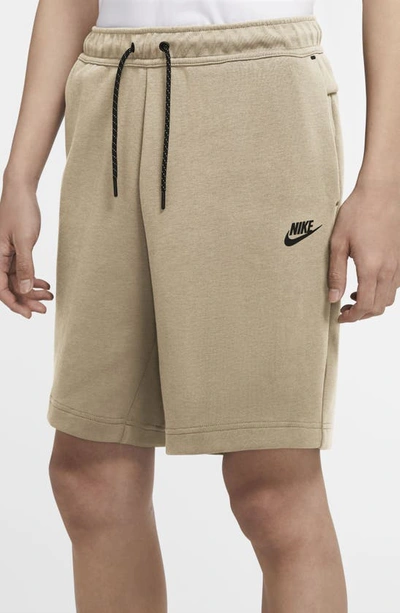 Shop Nike Sportswear Tech Fleece Shorts In Grain/ Black