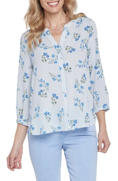 Shop Nydj High-low Crepe Blouse In Riviera Blossoms