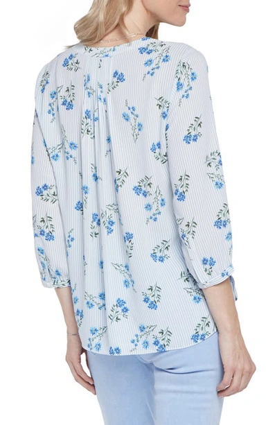 Shop Nydj High-low Crepe Blouse In Riviera Blossoms