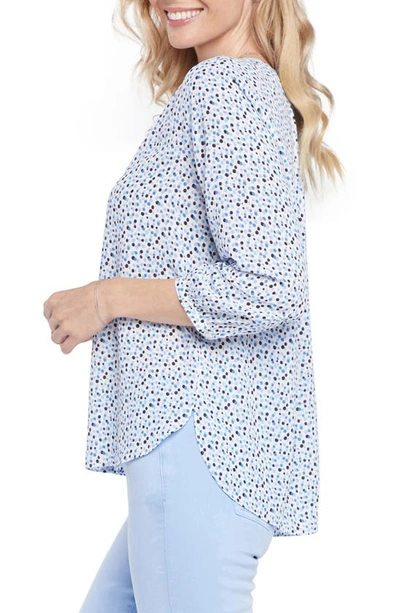 Shop Nydj High/low Crepe Blouse In Piper Dots