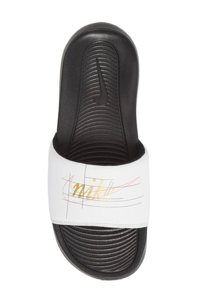Shop Nike Victori One Sport Slide In White/ Metallic Gold/ Orange