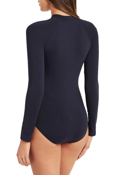 Sea Level Long Sleeve One-piece Swimsuit In Night Sky