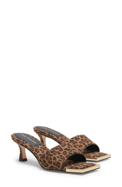 Shop Good American The Standout Square Toe Slide Sandal In Pale Leopard
