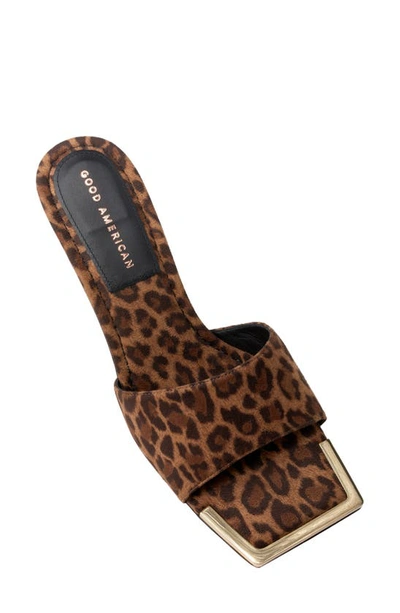 Shop Good American The Standout Square Toe Slide Sandal In Pale Leopard