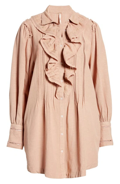 Free People Bella Ruffle Front Tunic Blouse In Cashmere