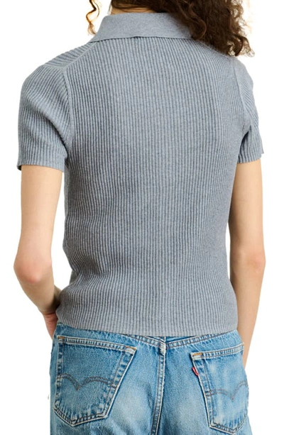Shop Alex Mill Suzanne Ribbed Button Front Polo In Grey