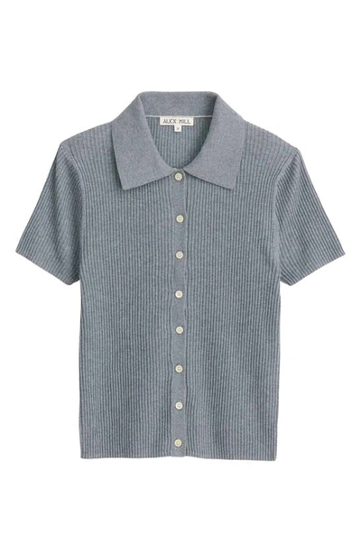 Shop Alex Mill Suzanne Ribbed Button Front Polo In Grey