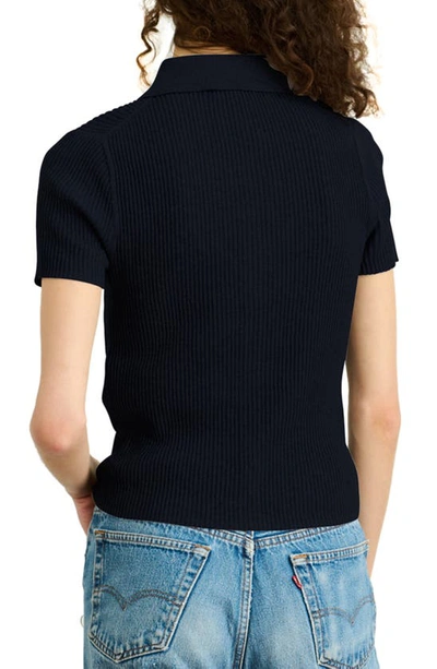Shop Alex Mill Suzanne Ribbed Button Front Polo In Navy