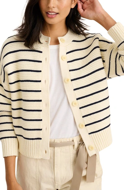 Shop Alex Mill Nico Chunky Stripe Cotton Cardigan In Ivory/ Navy