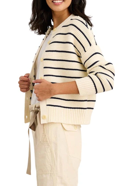 Shop Alex Mill Nico Chunky Stripe Cotton Cardigan In Ivory/ Navy
