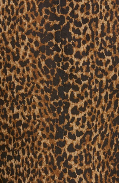 Shop Saint Laurent Leopard Print Wool Ruffle Blouse