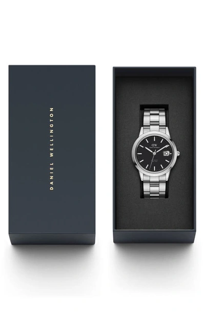 Shop Daniel Wellington Iconic Link Automatic Bracelet Watch, 40mm In Silver/ Black