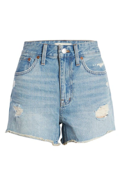 Shop Madewell Relaxed Destructed Edition Denim Shorts In Renfield