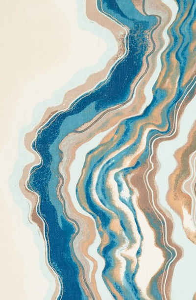 Nordstrom Tissue Print Wool & Cashmere Wrap Scarf In Teal Linear Geode