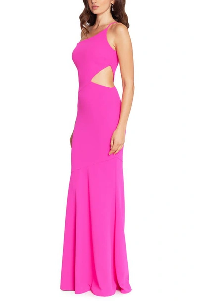 Shop Betsy & Adam Cutout One-shoulder Crepe Gown In Pink