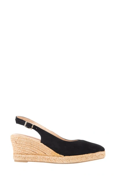 Patricia Green Poppy Slingback Espadrille Wedge In Black