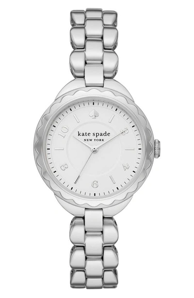 Shop Kate Spade Morningside Scallop Bracelet Watch In Silver