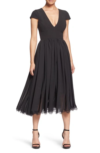 Shop Dress The Population Corey Chiffon Fit & Flare Cocktail Dress In Black