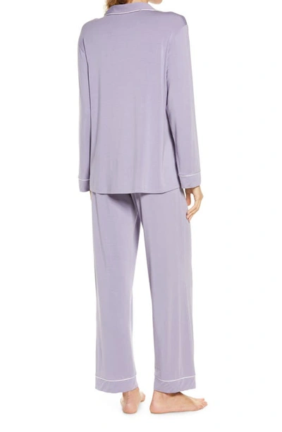 Shop Eberjey Gisele Jersey Knit Pajamas In Delphinium/ Ivory