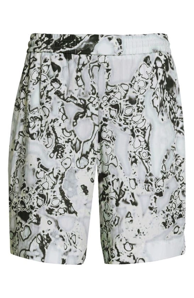 Shop Mcq By Alexander Mcqueen Striae Sea Glass Print Silk Shorts