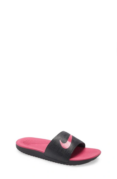 Shop Nike Kawa Slide Sandal In Black/vivid Pink