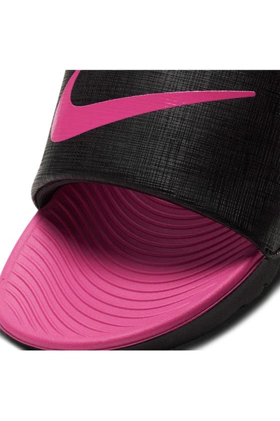 Shop Nike Kawa Slide Sandal In Black/vivid Pink