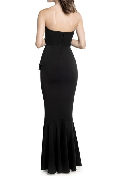 Dress The Population Paris Ruffle Strapless Mermaid Gown In Black