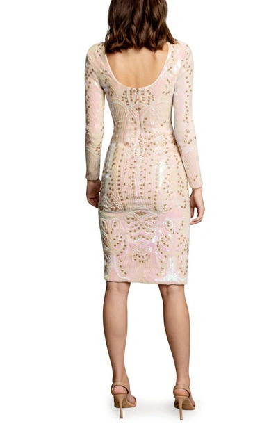 Shop Dress The Population Natalie Sequin Long Sleeve Dress In Pearl Multi