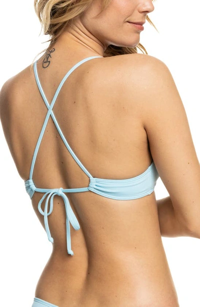 Shop Roxy Beach Classics Strappy Athletic Triangle Bikini Top In Cool Blue
