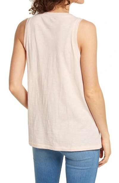 Shop Madewell Whisper Shout Cotton V-neck Tank In Sheer Pink