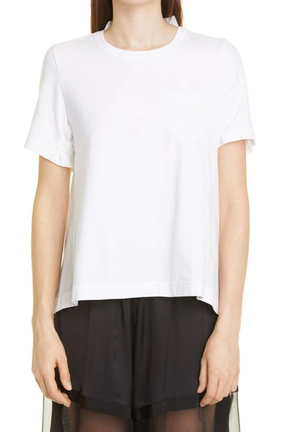 Shop Sacai Mixed Media Cotton T-shirt In White