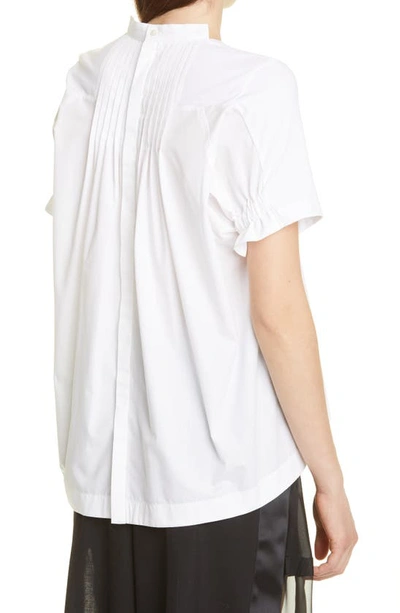 Shop Sacai Mixed Media Cotton T-shirt In White