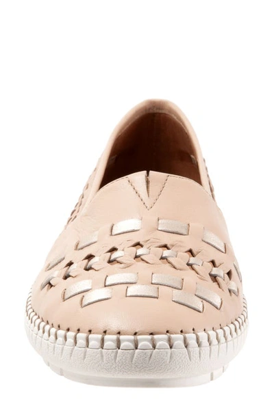 Shop Trotters Rory Woven Flat In Nude Gold