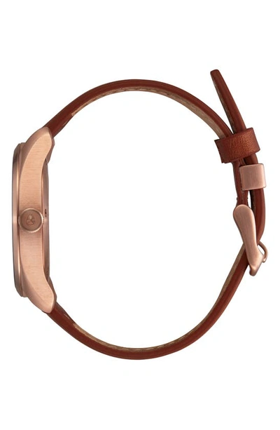 Shop Nixon Thalia Leather Strap Watch, 38mm In Rose Gold / White