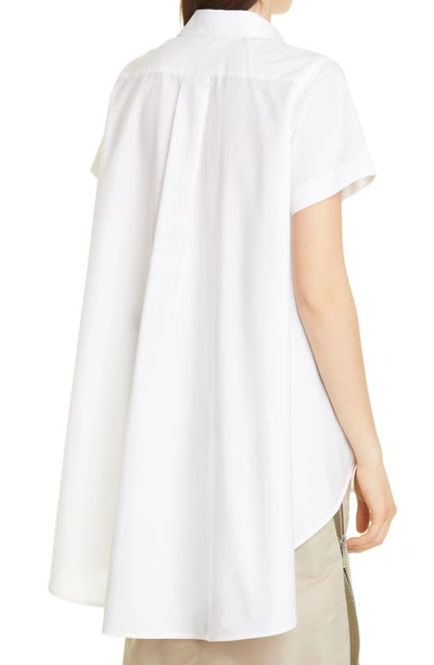 Shop Sacai Extended Hem Poplin Shirt In White