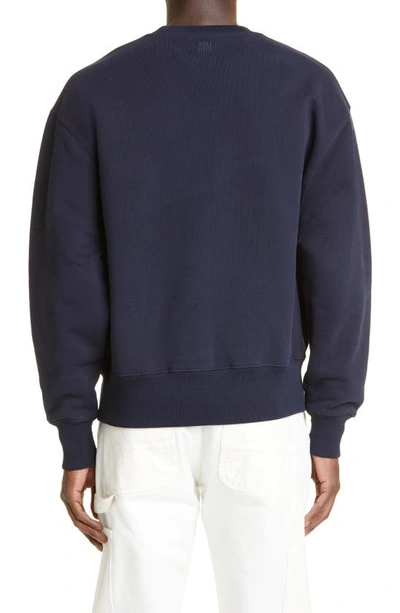 Shop Ami Alexandre Mattiussi Ami De Coeur Embroidered Organic Cotton Sweatshirt In Navy