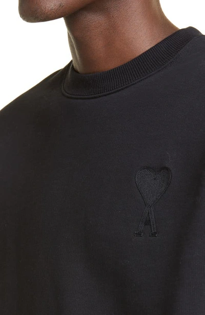 Shop Ami Alexandre Mattiussi Ami De Coeur Embroidered Organic Cotton Sweatshirt In Black
