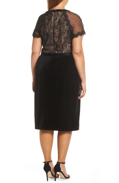 Shop Tadashi Shoji Lace & Velvet Dress In Black/ Nude