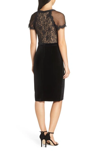 Shop Tadashi Shoji Lace & Velvet Dress In Black/ Nude