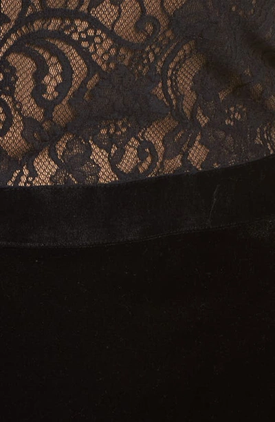 Shop Tadashi Shoji Lace & Velvet Dress In Black/ Nude