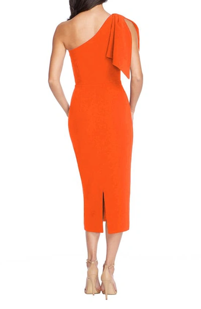 Dress The Population Tiffany One-shoulder Midi Dress In Poppy