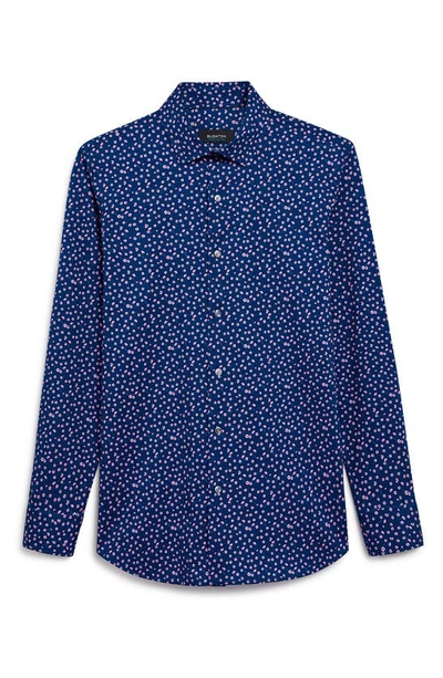 Shop Bugatchi Ooohcotton® Floral Button-up Shirt In Navy