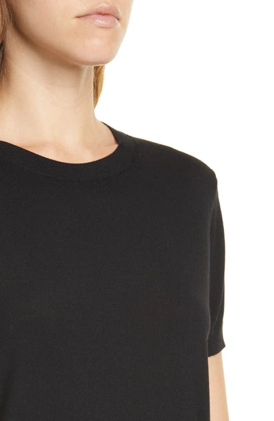 Shop Theory P Regal Short Sleeve Wool Blend Sweater In Black
