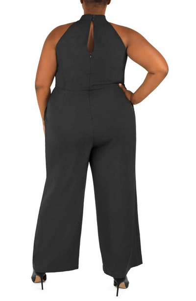 Julia Jordan Sleeveless Twisted Halter Wide Leg Jumpsuit In Black