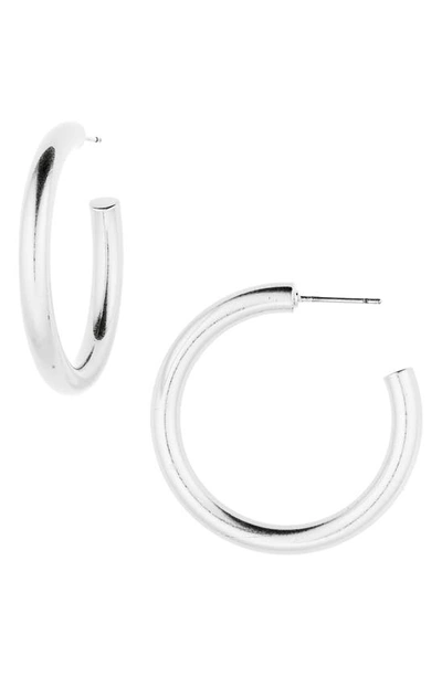 Shop Madewell Chunky Medium Hoop Earrings In Light Silver Ox